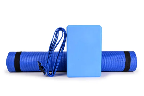 Bloques de yoga cinturones y apoyos para esterillas —  Fotos de Stock