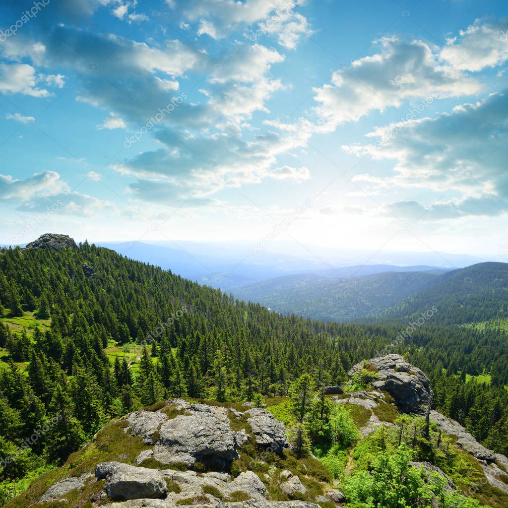 View from the top of mountain Grosser Arber, Germany.