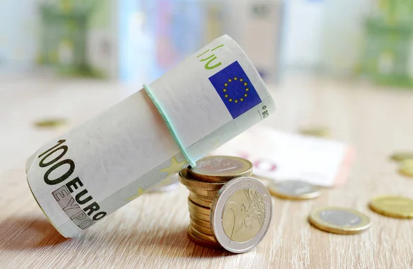 Euromynt och sedlar. — Stockfoto