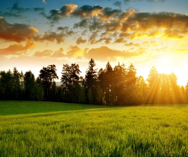 Krásná krajina při západu slunce, Česká republika. — Stock fotografie
