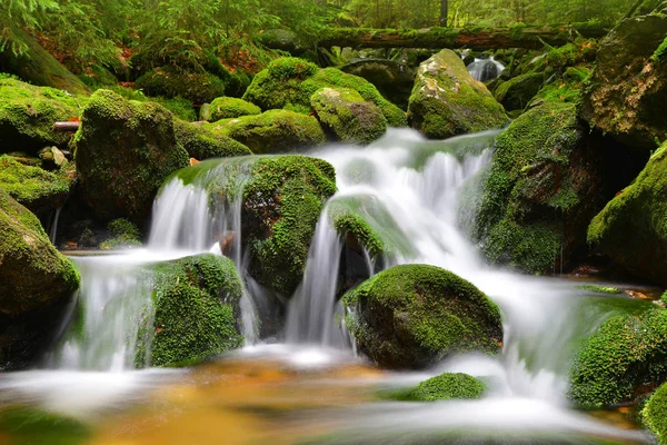 Wasserfall am Gebirgsbach. — Stockfoto