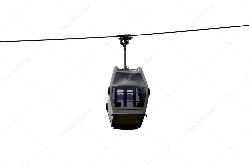 Mountain cable car isolated on white background. 