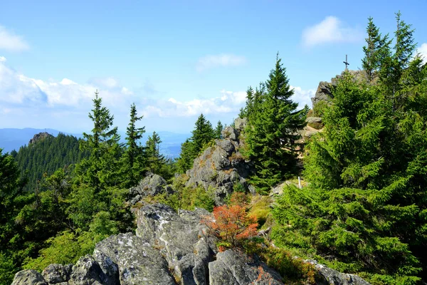 Top van de berg Grosser Osser in het nationale park Beierse bos, Duitsland. — Stockfoto