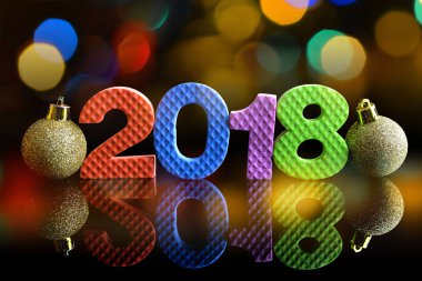 Noel süslemeleri ile renkli sayı 2018.