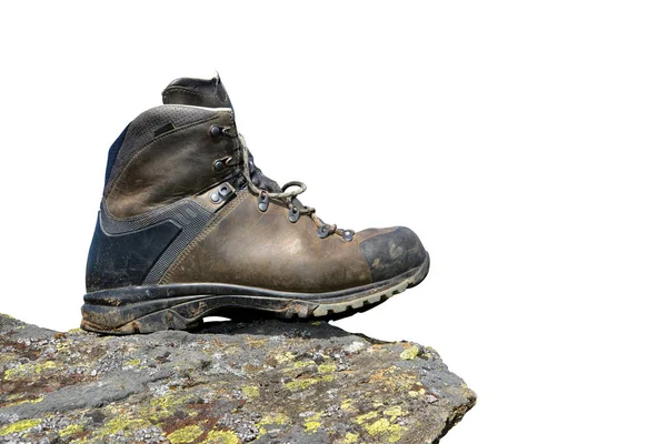 Hiking Shoe Rock White Background — Stock Photo, Image