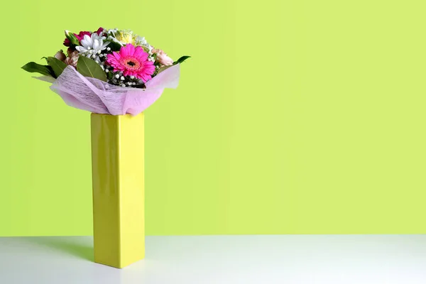 Buquê Flores Primavera Vaso Dia Dos Namorados Mãe Fundo Com — Fotografia de Stock