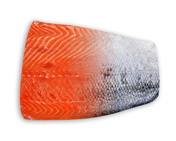 Fresh Raw Salmon Fillet Skin Isolated White Background — Stock Photo, Image