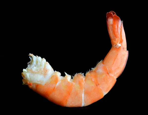 Close Fresh Shrimp Isolated Black Background — Stock Photo, Image