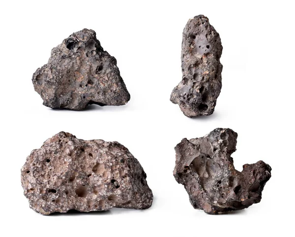 Вулканічні Камені Ізольовані Білому Тлі — стокове фото