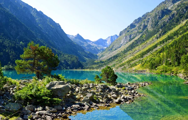 Gaube See Mit Vignemännchen Massiv Hintergrund Pyrenäen Frankreich — Stockfoto