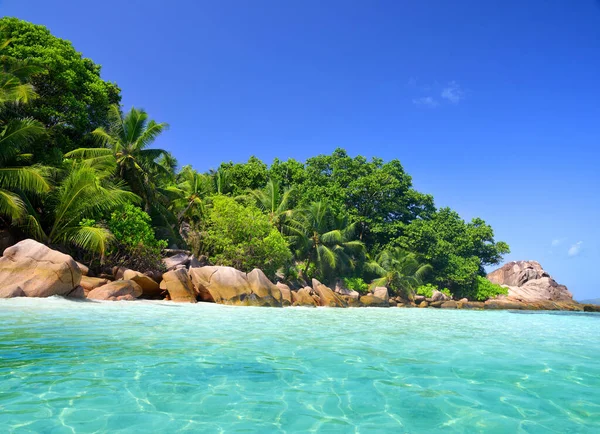 Costa Isla Tropical Digue Anse Playa Severa Océano Índico Seychelles — Foto de Stock