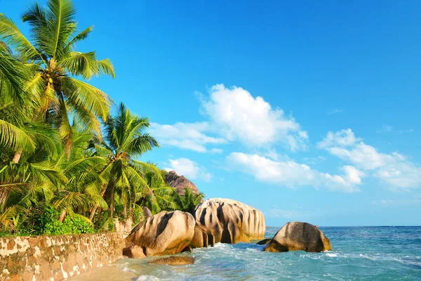 Hermosa Playa Anse Source Argent Digue Island Seychelles — Foto de Stock