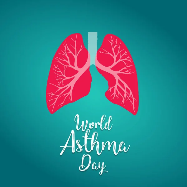 Banner Del Día Mundial Del Asma Con Pulmones Rojos Fondo — Vector de stock