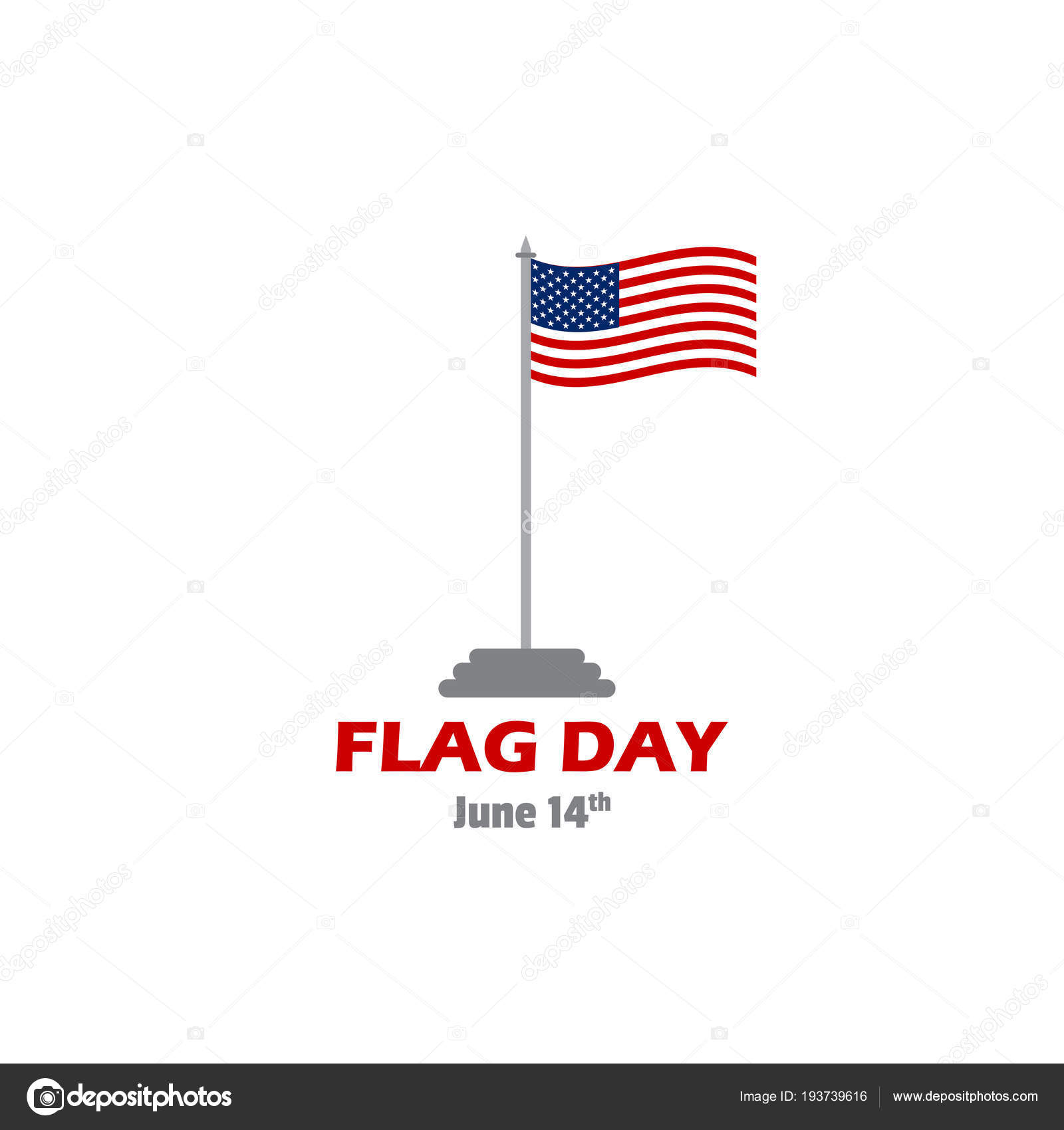 Banner Flag Day Usa Flag Lettering Isolated White Background Stock