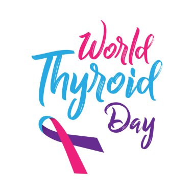 Dünya tiroit gün poster renkli şerit ve beyaz arka plan üzerinde izole yazı ile