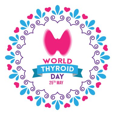 Yazı ve tiroid çiçek daire beyaz arka plan üzerinde izole dünya tiroit günü için poster