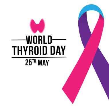 Yazı ve beyaz arka plan üzerinde izole şerit ile dünya tiroit günü için poster