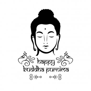 Buddha Purnima banner tasarımı siyah ve beyaz renklerde