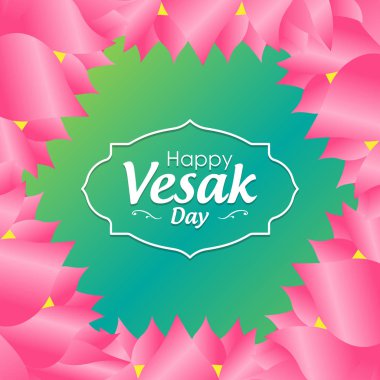 Yazı yeşil zemin üzerine pembe lotus çerçeve şenlikli Vesak Günü poster
