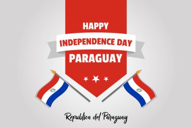 Poster için Paraguay bağımsızlık bayrakları sarma ve gri arka plan üzerinde yazı ile günü