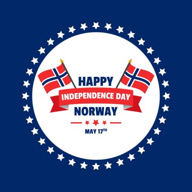 Tasarım, Norveç bağımsızlık yıldız ile mavi arka plan üzerinde beyaz daire Bayraklarda sarma ile günü