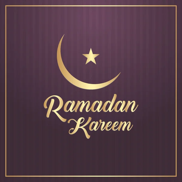 Plakát Ramadánu Kareem Hvězdy Měsíc Rám Stripedd Fialové Pozadí — Stockový vektor