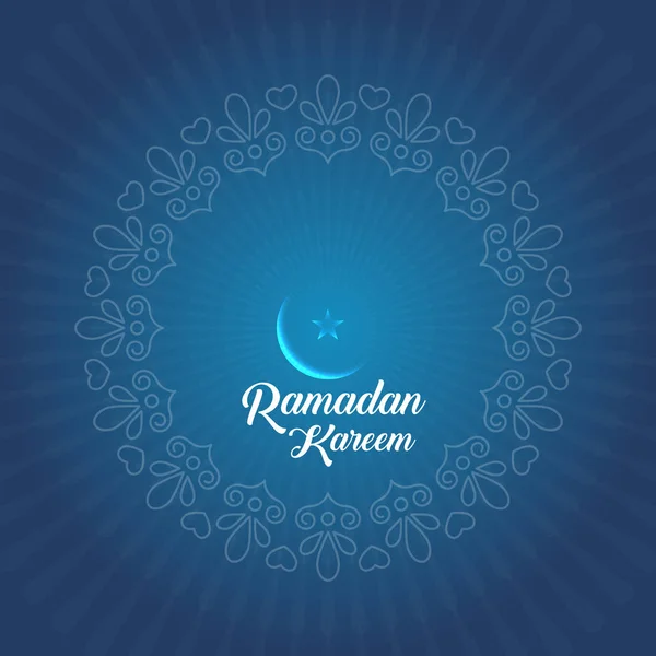 Plakát Ramadánu Kareem Hvězdou Měsíc Doodle Kruhu Modrém Pozadí Přechodem — Stockový vektor