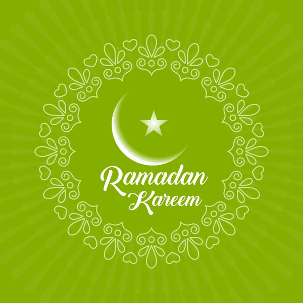 Plakát Ramadánu Kareem Hvězdou Měsíc Doodle Kruh Zelené Pozadí Přechodem — Stockový vektor