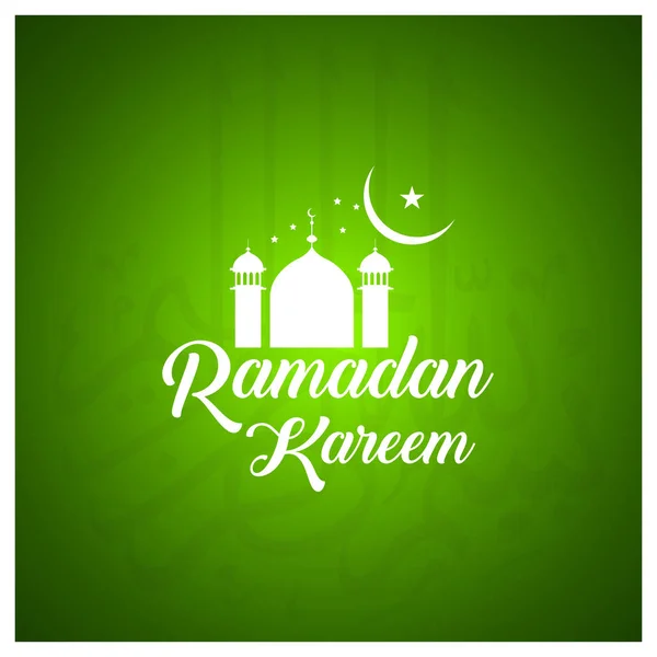 Plakát Ramadánu Kareem Hvězdy Měsíc Mešita Zelené Pozadí Přechodem — Stockový vektor