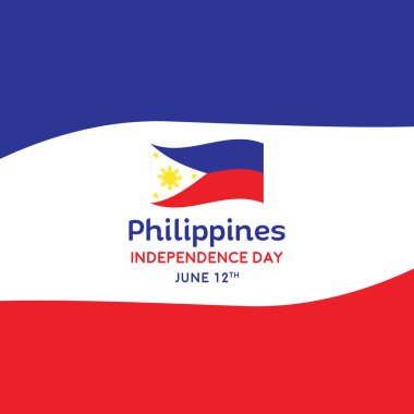Filipinler Bağımsızlık günü bayrağı mavi, beyaz ve kırmızı arka plan ile