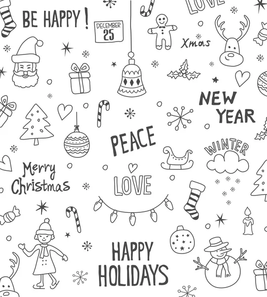 CRISTMAS doodle ingestelde patroon — Stockfoto