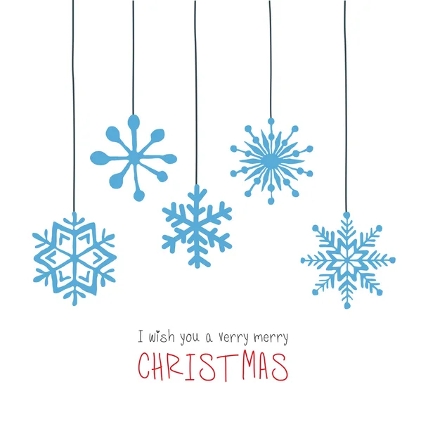 Greeting card with hanging snowflakes — Stock Photo, Image
