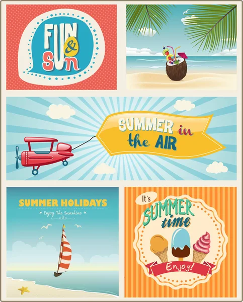 Set of summer vacation posters — Stock Vector