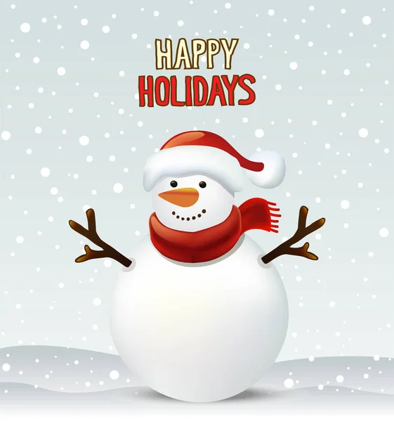 Carte bonhomme de neige Noël — Image vectorielle