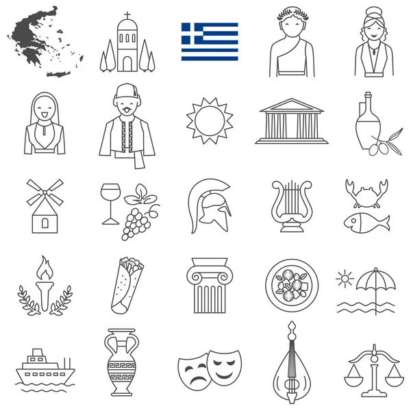 Ensemble icône Grèce — Image vectorielle