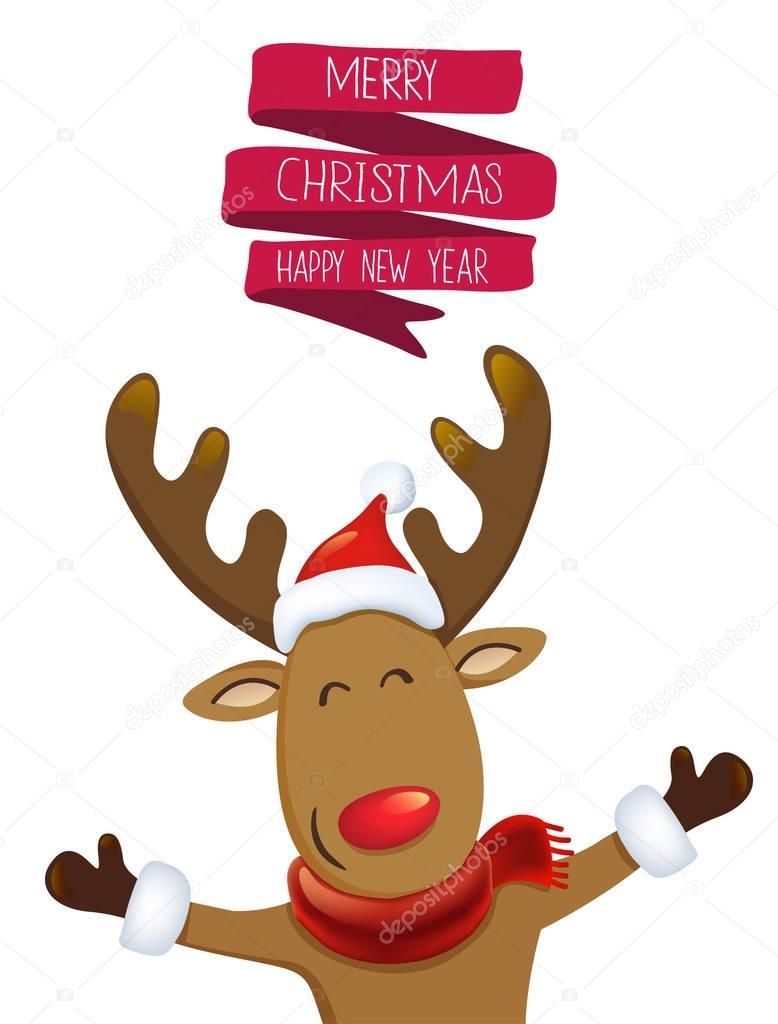 Christmas card with Rudolf