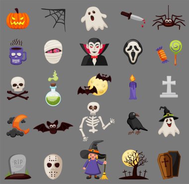 Cadılar Bayramı Icons set. Vektör çizim