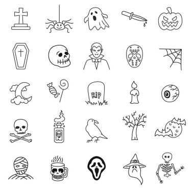 Cadılar Bayramı Icons set. Vektör çizim