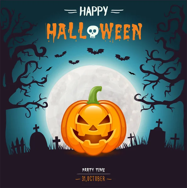 Halloween tök Hold háttér, illusztráció. — Stock Vector