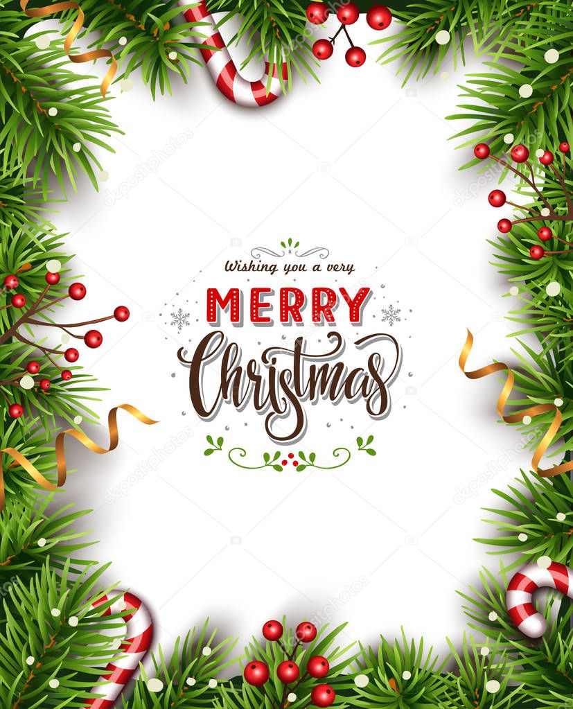 Christmas Background with fir branches.Vector 