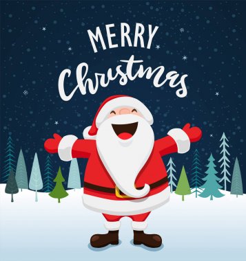 Noel Baba tebrik kartı. Vektör çizim