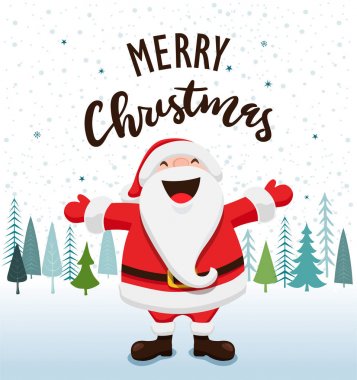 Noel Baba tebrik kartı. Vektör çizim