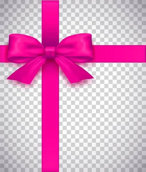 Shiny pink satin ribbon on white background. Vector pink bow. Pink bow and pink ribbon.