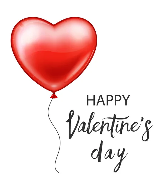 День Святого Валентина червона куля зі стрічкою. Форма серця. Векторний ігуа — стоковий вектор