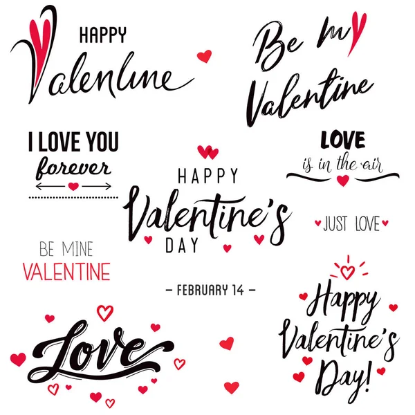 Happy Valentines Day typography poster with handwritten calligra — Stock Vector