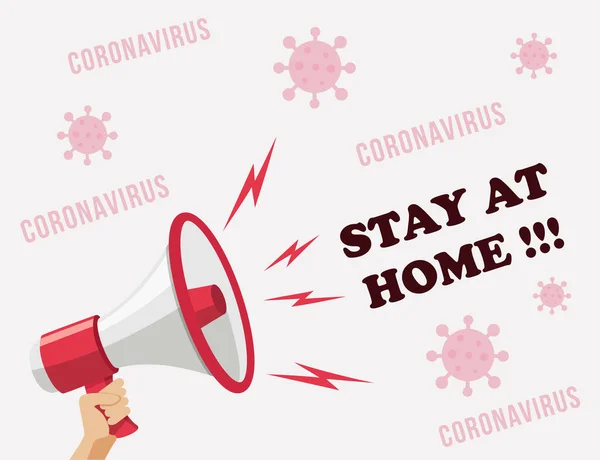 Reste Maison Pour Combattre Coronavirus Messages Mégaphones Illustration Vectorielle — Image vectorielle