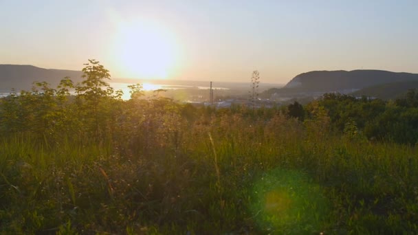 Chico y chica en el atardecer — Vídeo de stock