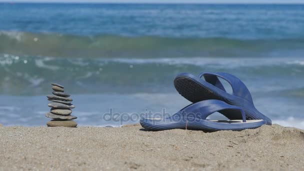 De achtergrond van de zee en het strand — Stockvideo