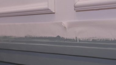 Kız bir rulo ile bir duvar boyaları