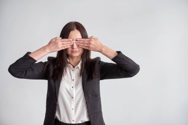 bir takım, kadın engelleme onun gözleri, iş uyum kavramı